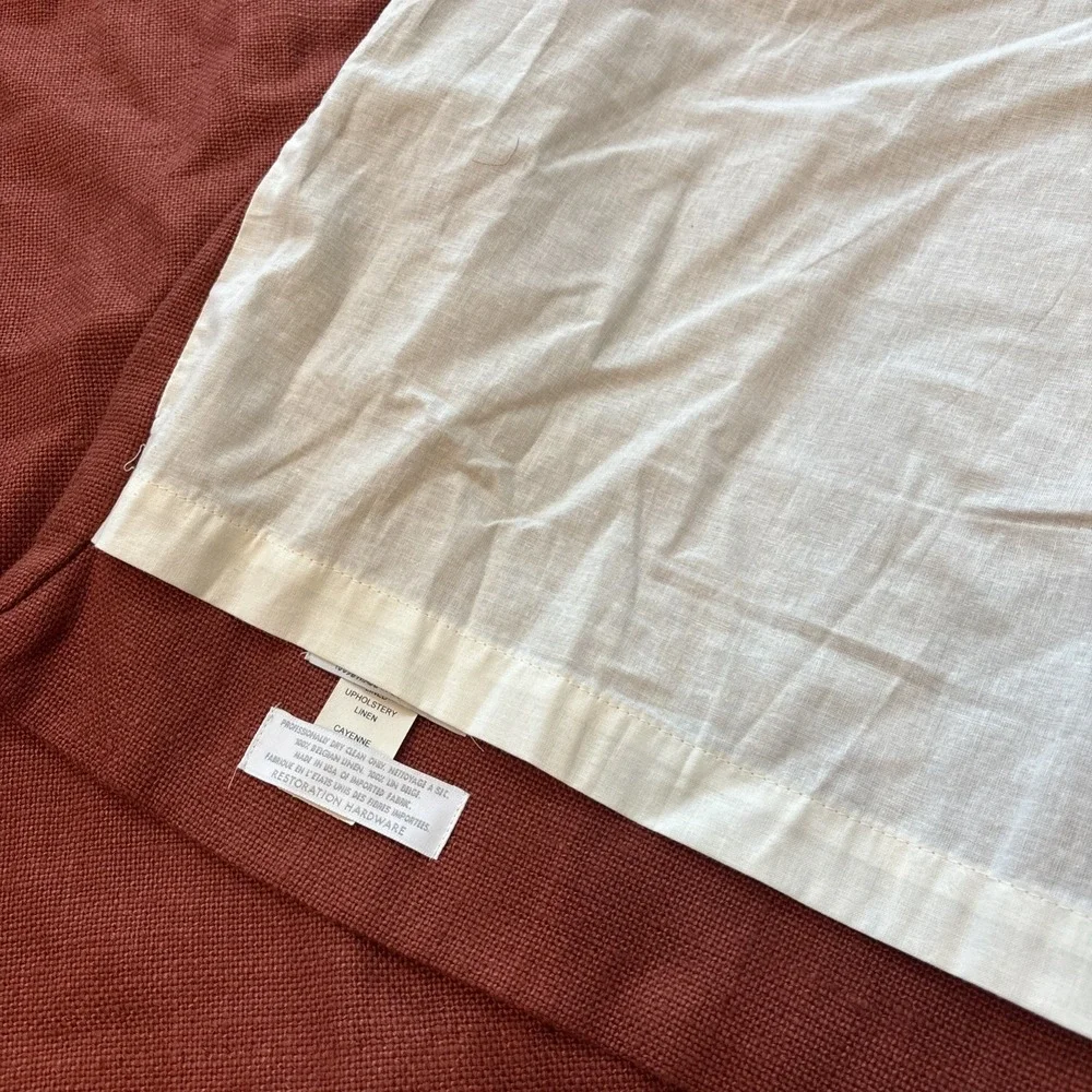 Restoration Hardware Flax European Linen Chyanne Rust2 panels Lined